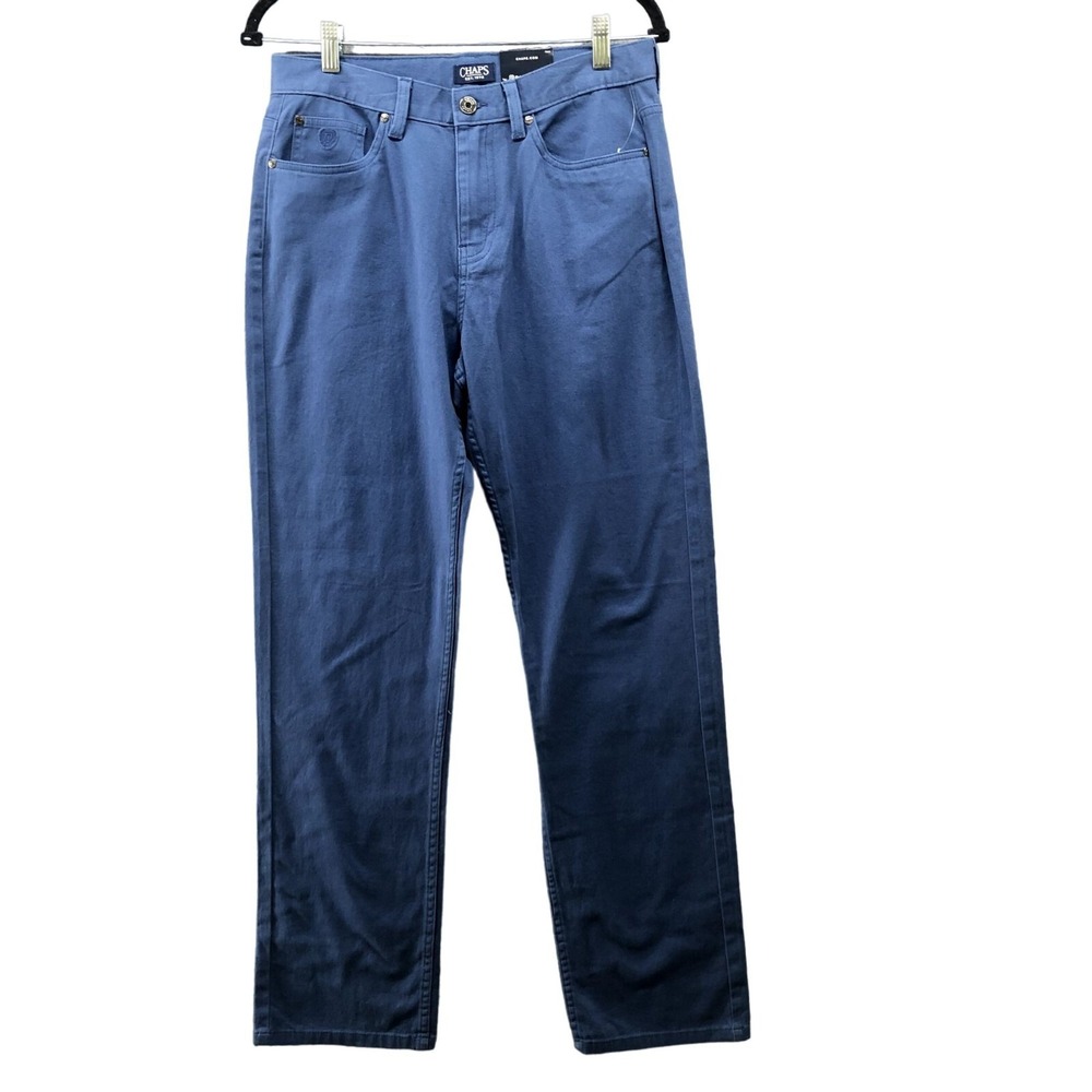 NWT CHAPS Chino Pants Youth Boys Size 20 Blue Straight Leg Soft‎ Sretch Uniform